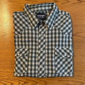 Wrangler Shirt Mens 2XL Green Plaid Long Sleeve Pearl Snap Button Down